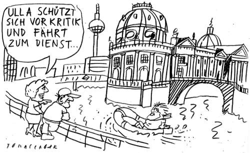 Cartoon: Dienstboot (medium) by Jan Tomaschoff tagged dienstwagen,affäre,ulla,schmidt,spd,gesundheitsministerin,dienstwagen affäre,ulla schmidt,spd,gesundheitsministerin,skandal,dienstwagen,affäre,ulla,schmidt