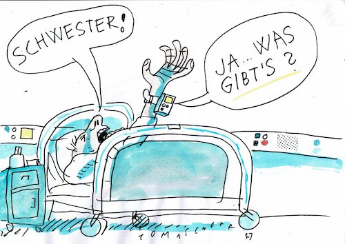 Cartoon: digital (medium) by Jan Tomaschoff tagged gesundheit,pflege,fachkräftemangel,gesundheit,pflege,fachkräftemangel