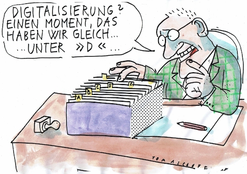 Cartoon: digital (medium) by Jan Tomaschoff tagged digitaler,wandel,digitaler,wandel