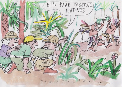 Cartoon: digital natives (medium) by Jan Tomaschoff tagged internet,computer,internet,computer