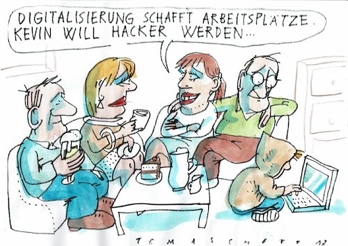 Cartoon: Digitalisierung (medium) by Jan Tomaschoff tagged vernetzung,arbeitsplätze,internet,vernetzung,arbeitsplätze,internet