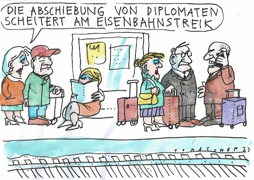 Cartoon: Diplomaten (medium) by Jan Tomaschoff tagged russland,diplomaten,eisenbahn,russland,diplomaten,eisenbahn