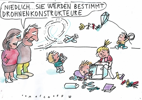 Cartoon: Drohnen (medium) by Jan Tomaschoff tagged drohnen,waffen,technik,drohnen,waffen,technik