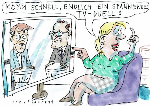 Cartoon: Duell (medium) by Jan Tomaschoff tagged corona,gesundheitspolitik,wahlkampf,corona,gesundheitspolitik,wahlkampf