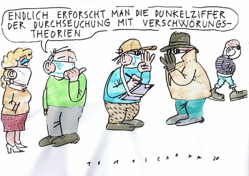 Cartoon: Durchseuchung (medium) by Jan Tomaschoff tagged verschwörungstheorien,seuche,verschwörungstheorien,seuche