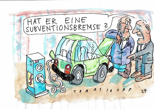 Cartoon: E Auto (medium) by Jan Tomaschoff tagged auto,subvention,auto,subvention