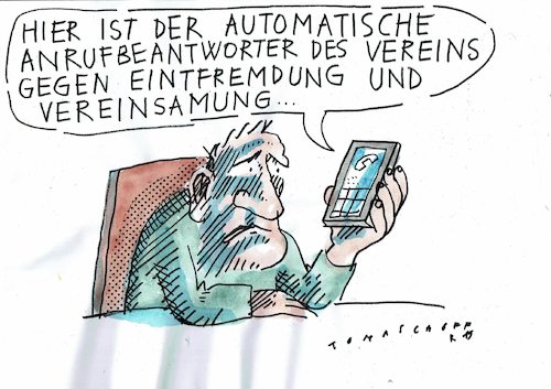 Cartoon: Einsamkeit (medium) by Jan Tomaschoff tagged einsamkeit,kommunikation,einsamkeit,kommunikation