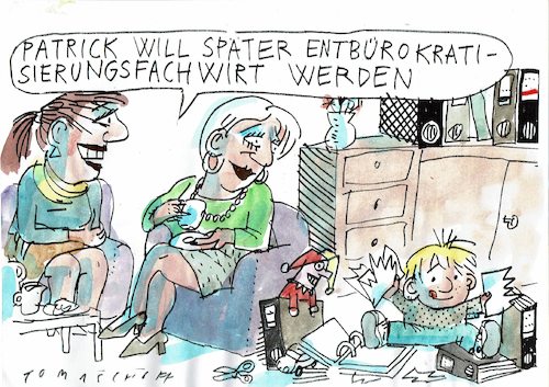 Cartoon: Entbürokratisierung (medium) by Jan Tomaschoff tagged bürokratie,bürokratie