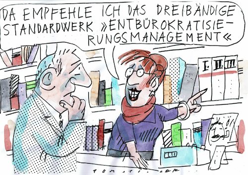 Cartoon: Entbürokratisierung (medium) by Jan Tomaschoff tagged bürokratie,bürokratie