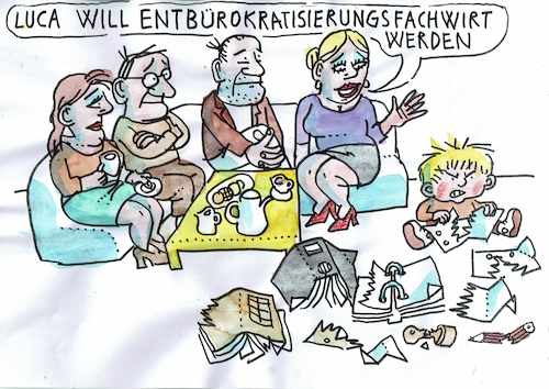 Cartoon: Entbürokratisierung (medium) by Jan Tomaschoff tagged bürokratie,bürokratie