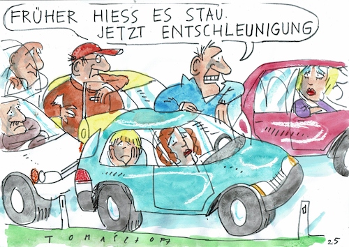 Cartoon: Entschleunigung (medium) by Jan Tomaschoff tagged verkehr,stau,infrastruktur,auto,verkehr,stau,infrastruktur,auto
