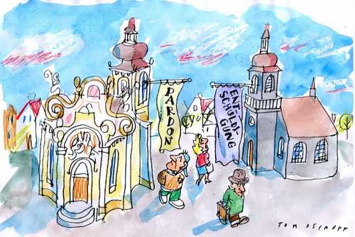 Cartoon: Entschuldigungen... (medium) by Jan Tomaschoff tagged kirche,missbrauch,kinder,jugendliche