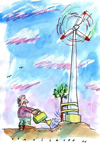 Cartoon: Erneuerbare Energien (medium) by Jan Tomaschoff tagged erneuerbare,energien,windkraft,energien,windkraft,windrad,strom