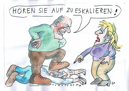 Cartoon: Eskalation (medium) by Jan Tomaschoff tagged gewalt,macht,ohnmacht,gewalt,macht,ohnmacht