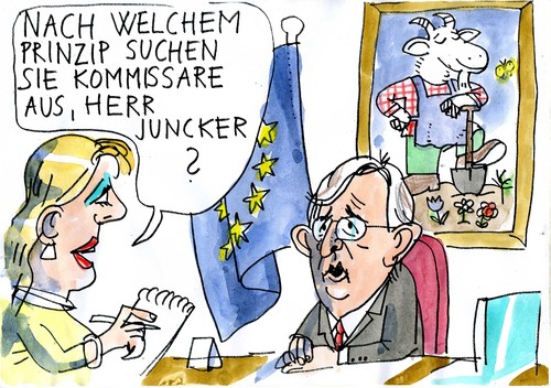 Cartoon: EU-Kommissare (medium) by Jan Tomaschoff tagged eu,kommissare,juncker,eu,kommissare,juncker