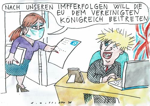 Cartoon: EU (medium) by Jan Tomaschoff tagged eu,großbritannien,corona,impfung,eu,großbritannien,corona,impfung