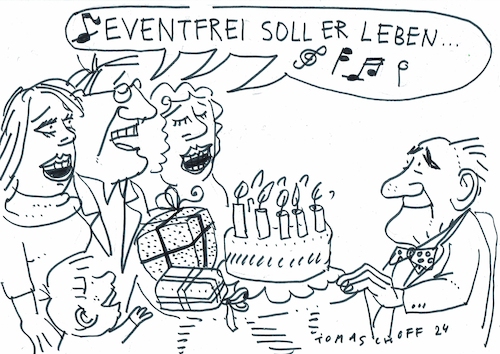 Cartoon: eventfrei (medium) by Jan Tomaschoff tagged onkologie,überlebenszeit,event,onkologie,überlebenszeit,event