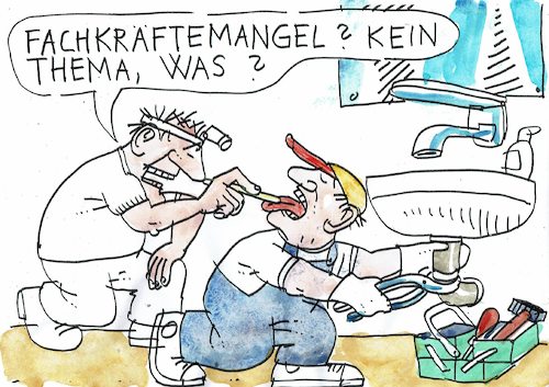 Cartoon: Fachkräfte (medium) by Jan Tomaschoff tagged fachkräftemangel,handwerk,medizin,fachkräftemangel,handwerk,medizin