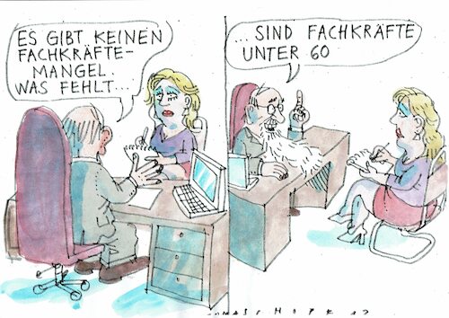 Cartoon: Fachkräfte (medium) by Jan Tomaschoff tagged fachkräfte,mangel,altersstruktur,demografie,fachkräfte,mangel,altersstruktur,demografie