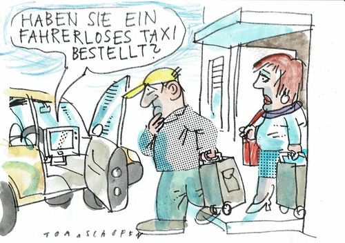 Cartoon: fahrerlos (medium) by Jan Tomaschoff tagged sercice,fahrerloses,auto,sercice,fahrerloses,auto