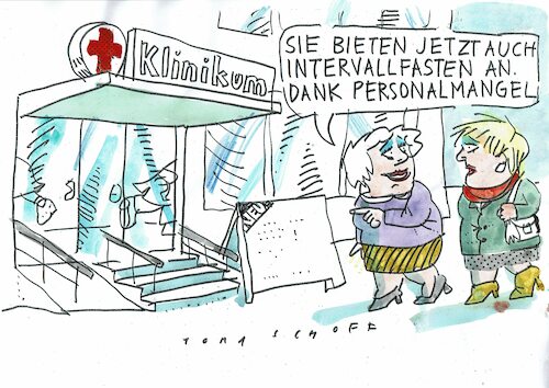 Cartoon: Fasten (medium) by Jan Tomaschoff tagged fachkräftemangel,gesundheitswesen,fachkräftemangel,gesundheitswesen