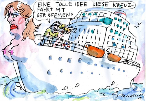 Cartoon: Femen (medium) by Jan Tomaschoff tagged emanzipation,gleichberechtigung,emanzipation,gleichberechtigung