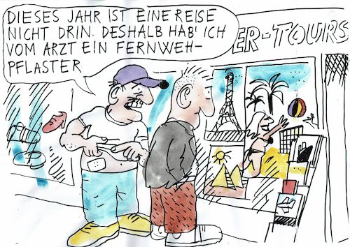 Cartoon: Fernweh (medium) by Jan Tomaschoff tagged schmerz,fernweh,reisen,schmerz,fernweh,reisen