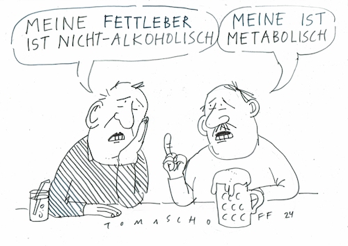 Cartoon: Fettleber (medium) by Jan Tomaschoff tagged gesundheit,alkohol,ernährung,leber,gesundheit,alkohol,ernährung,leber