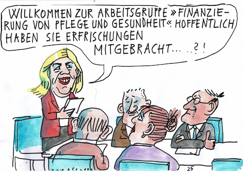 Cartoon: Finanzierung (medium) by Jan Tomaschoff tagged warken,gesundheit,pflege,kosten,warken,gesundheit,pflege,kosten