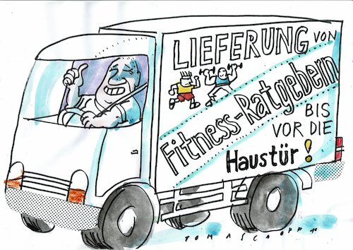 Cartoon: Fitness (medium) by Jan Tomaschoff tagged gesundheit,bewegung,sport,trägheit,gesundheit,bewegung,sport,trägheit