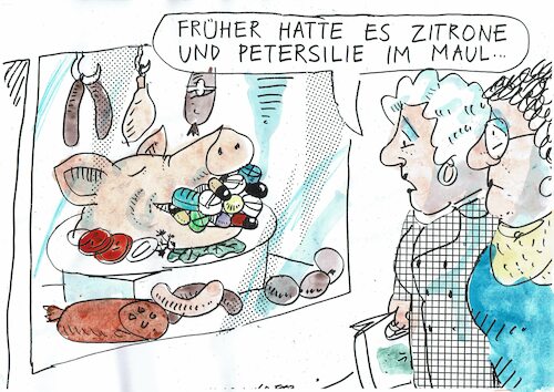 Cartoon: Fleisch (medium) by Jan Tomaschoff tagged ernährung,fleisch,tiere,ernährung,fleisch,tiere