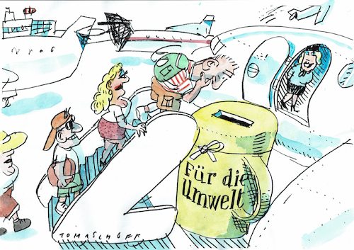 Cartoon: Fliegen für Umwelt (medium) by Jan Tomaschoff tagged fliegen,umwelt,treibhausgase,fliegen,umwelt,treibhausgase
