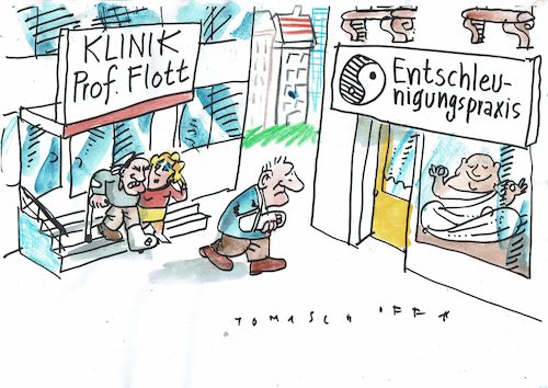 Cartoon: flott (medium) by Jan Tomaschoff tagged gesundheit,zeitdruck,zuwendung,krankenhaus,gesundheit,zeitdruck,zuwendung,krankenhaus