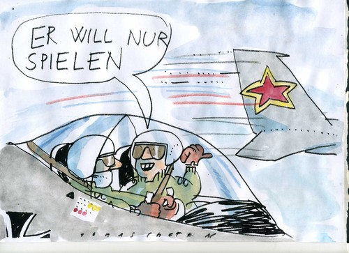 Cartoon: Flugbegleiter (medium) by Jan Tomaschoff tagged syrien,flieger,russland,syrien,flieger,russland