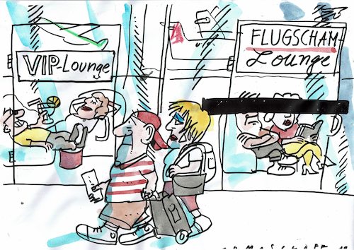 Cartoon: Flugscham (medium) by Jan Tomaschoff tagged fliegen,umwelt,fliegen,umwelt
