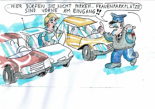 Cartoon: Frauenparkplätze (medium) by Jan Tomaschoff tagged gender,gleichberechtigung,gender,gleichberechtigung
