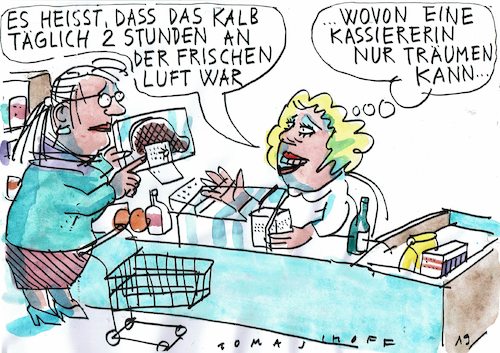 Cartoon: frei laufend (medium) by Jan Tomaschoff tagged bio,natzr,tierwohl,mensch,bio,natzr,tierwohl,mensch