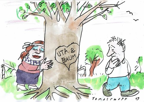 Cartoon: Freund (medium) by Jan Tomaschoff tagged natur,baum,liebe,natur,baum,liebe