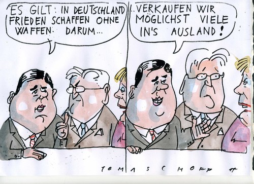 Cartoon: Frieden (medium) by Jan Tomaschoff tagged frieden,rüsdtung,geschäfte,frieden,rüsdtung,geschäfte