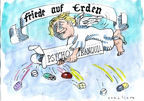 Cartoon: Friedenswunsch (medium) by Jan Tomaschoff tagged friede,nerven,verrücktes,friede,nerven,verrücktes