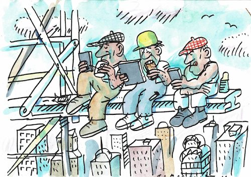Frühstückspause mit Mobilgerät Frühstückspause mit Mobilgerät