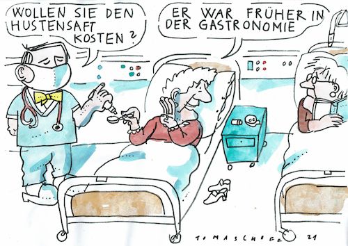 Cartoon: Gastro (medium) by Jan Tomaschoff tagged corona,gastronomie,fachkräfte,gesundheitswesen,corona,gastronomie,fachkräfte,gesundheitswesen