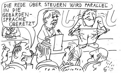 Cartoon: Gebärdensprache (medium) by Jan Tomaschoff tagged steuern