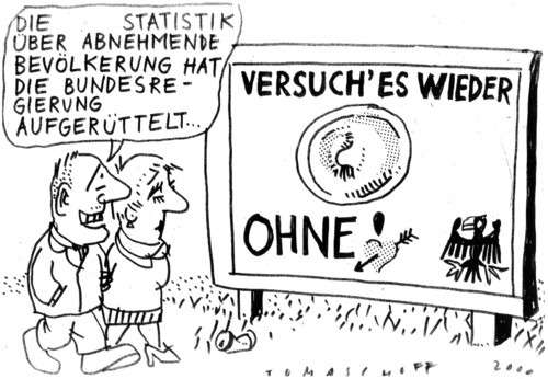 Cartoon: Geburtenrate (medium) by Jan Tomaschoff tagged generationen,geburtenrate,generationen,geburtenrate,geburten,kinderarmut,kinder,familie,kondom