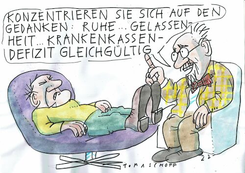 Cartoon: Gelassenheit (medium) by Jan Tomaschoff tagged gesundheit,krankenkasse,defizit,stress,gesundheit,krankenkasse,defizit,stress