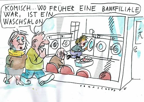 Cartoon: Geldwäsche (medium) by Jan Tomaschoff tagged banken,geldwäsche,banken,geldwäsche