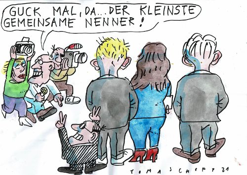 Cartoon: gemeinsamer Nenner (medium) by Jan Tomaschoff tagged parteien,koalitionen,ampel,jamaica,parteien,koalitionen,ampel,jamaica