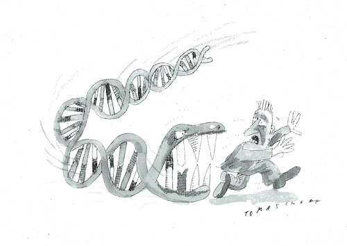 Cartoon: Gene (medium) by Jan Tomaschoff tagged gesundheit,gene,dna,rna,gesundheit,gene,dna,rna