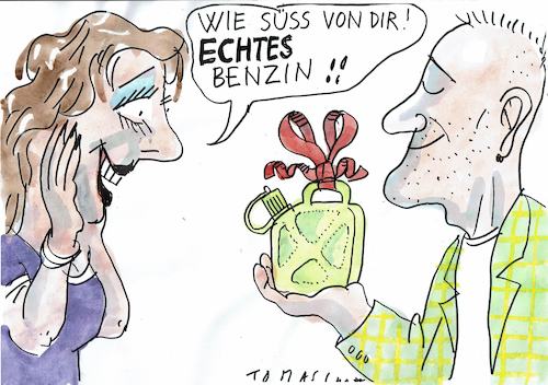 Cartoon: Geschenk (medium) by Jan Tomaschoff tagged benzinpreis,benzinpreis