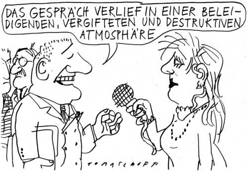Cartoon: Gespräch (medium) by Jan Tomaschoff tagged politiker,gespräch,verhandlungen,politiker,gespräch,verhandlungen
